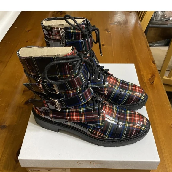Jessica Simpson Multicolor Plaid Combat Boots - Picture 6 of 8